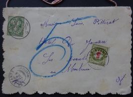Doppelkarte mit Schleife, taxiert