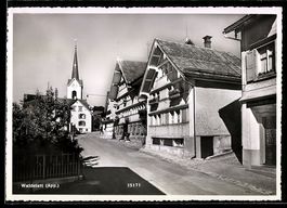Waldstatt /App., Strassenpartie mit Kirc
