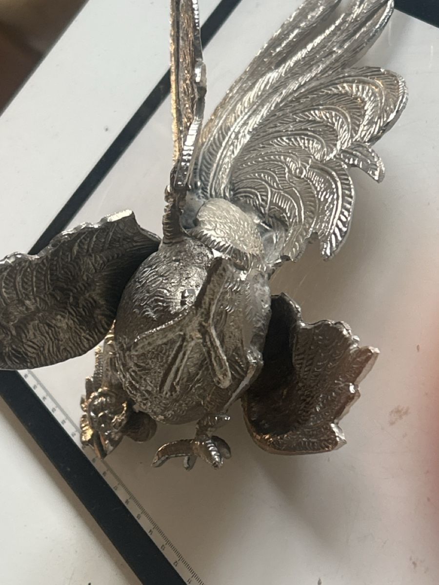 Statuette: Dekofigur Hahn Metall versilbert (I11) – Usato da Neuenhof venduto da bro_9zsg 4