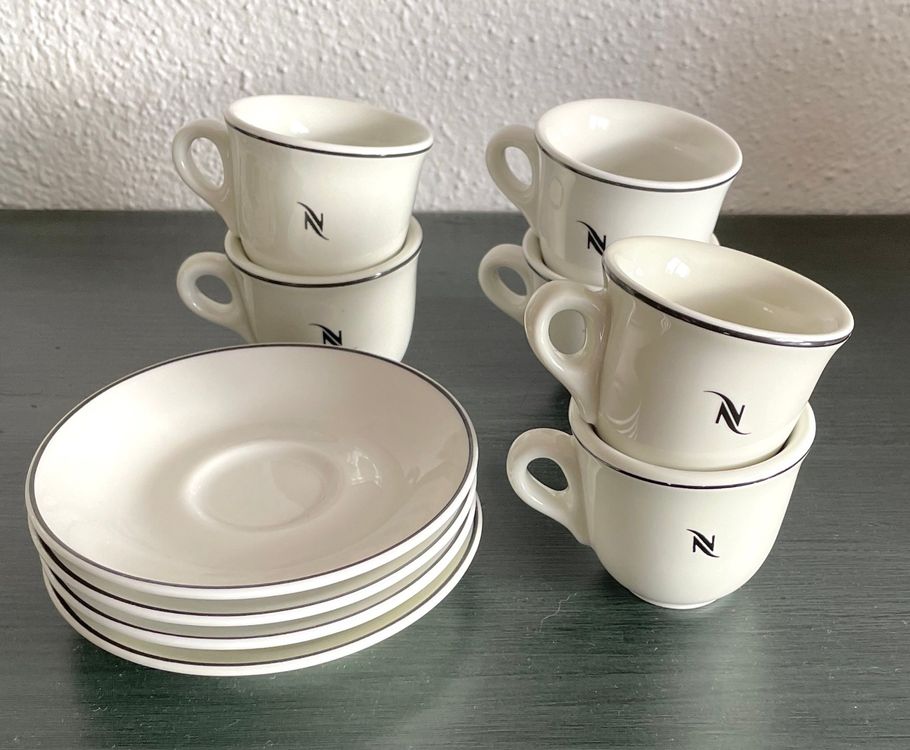 6 schöne Nespresso Tassen inkl. 4 Untertellern | Kaufen auf Ricardo