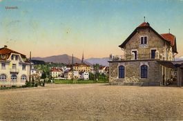 Uznach   SG   mit Bahnhof-Gebäude und Café      um 1926