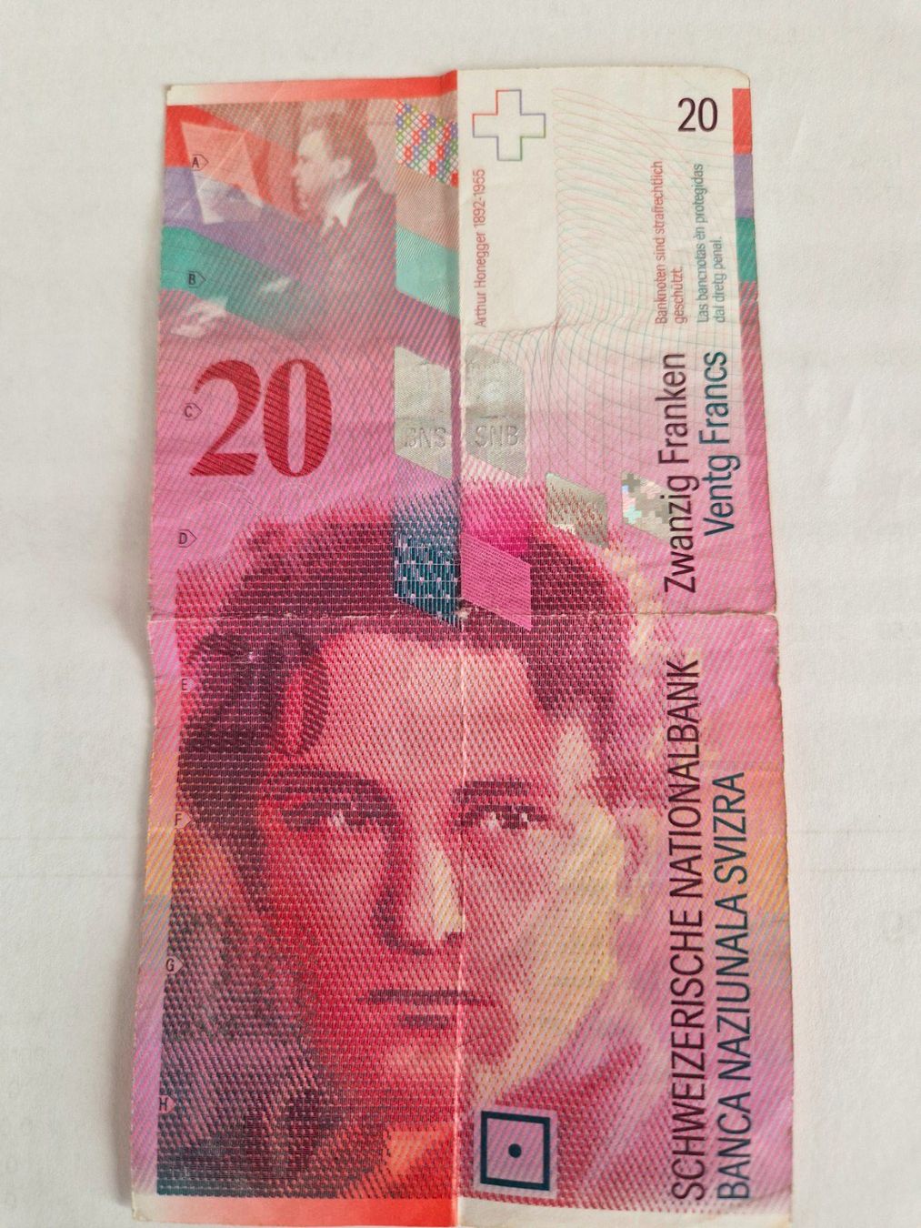 Banknoten: 20 Franken Note alt – Gebraucht aus Urdorf von Mk8902