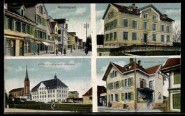 AK Niederuzwil, Kirche und evangel. Schulhaus, Eisenwarenhan