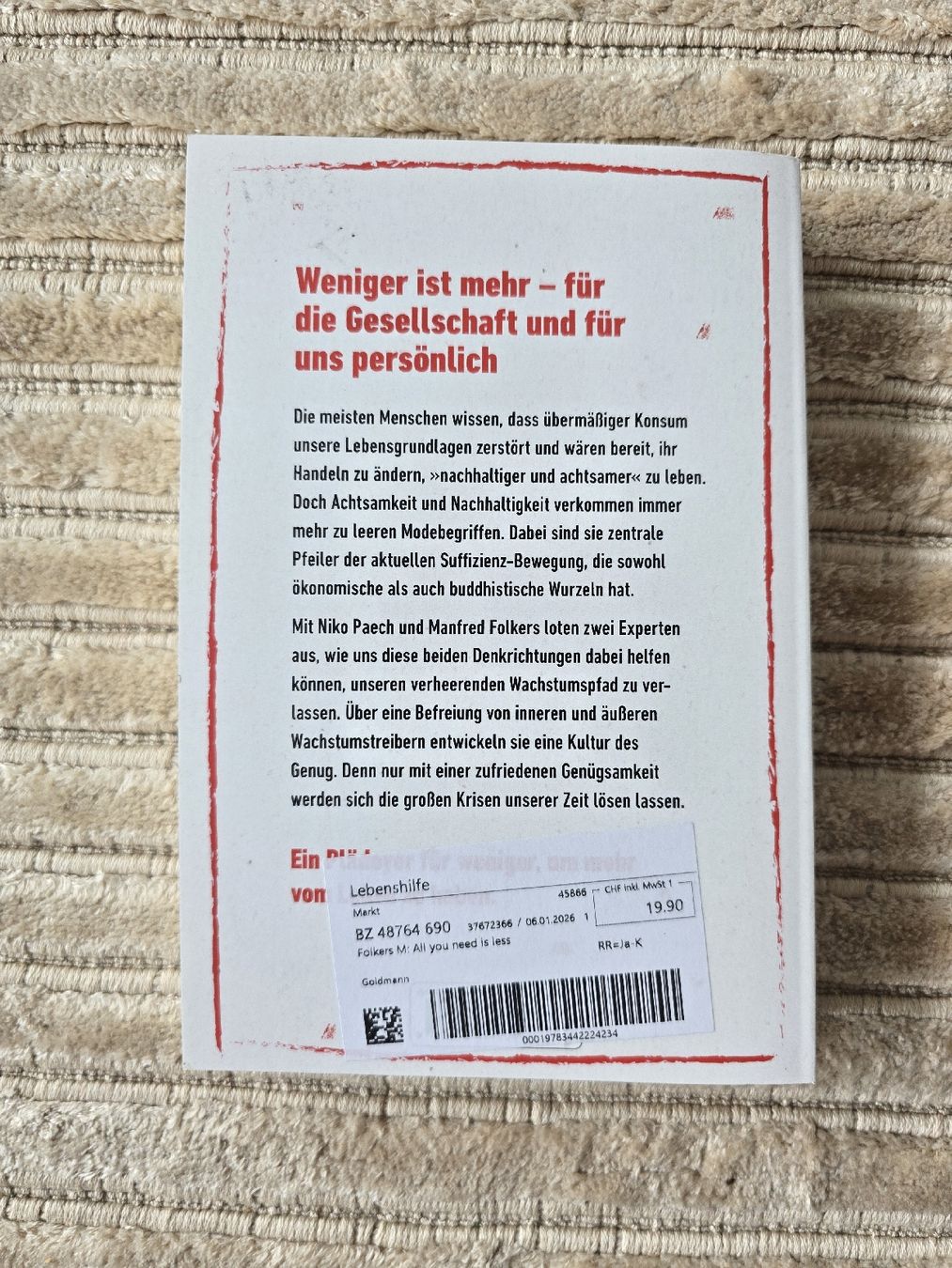 Bücher: All You Need Is Less Buch – Neu (gemäss Beschreibung) aus Leissigen von No-Da 1