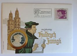 Numisbrief Huldrych Zwingli mit Silbermedaille ab 1 Fr. !!