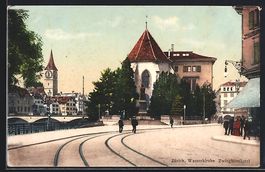 Zürich, Wasserkirche und Zwinglidenkmal