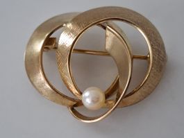 Brosche mit kleiner Kunststoffperle Modeschmuck