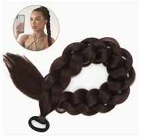 NEUES 24cm langes, neues Haarteil Zopf dunkelbraun - 225405