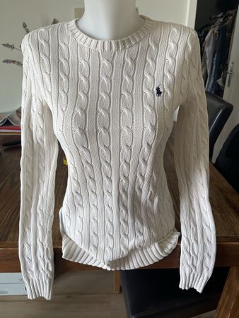 Pull en coton Ralph Lauren torsadé S blanc cassé très bon ét