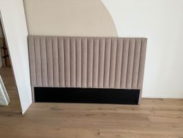 Bettkopfteil Beige Polsterstoff 200cm