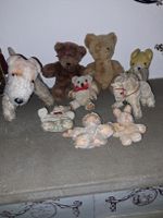 Antike Stofftiere Sammlung, Hunde, Bären, Affe