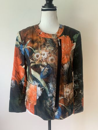 Airfield leichter Blazer Gr. 42 Baumwolle schwarz orange