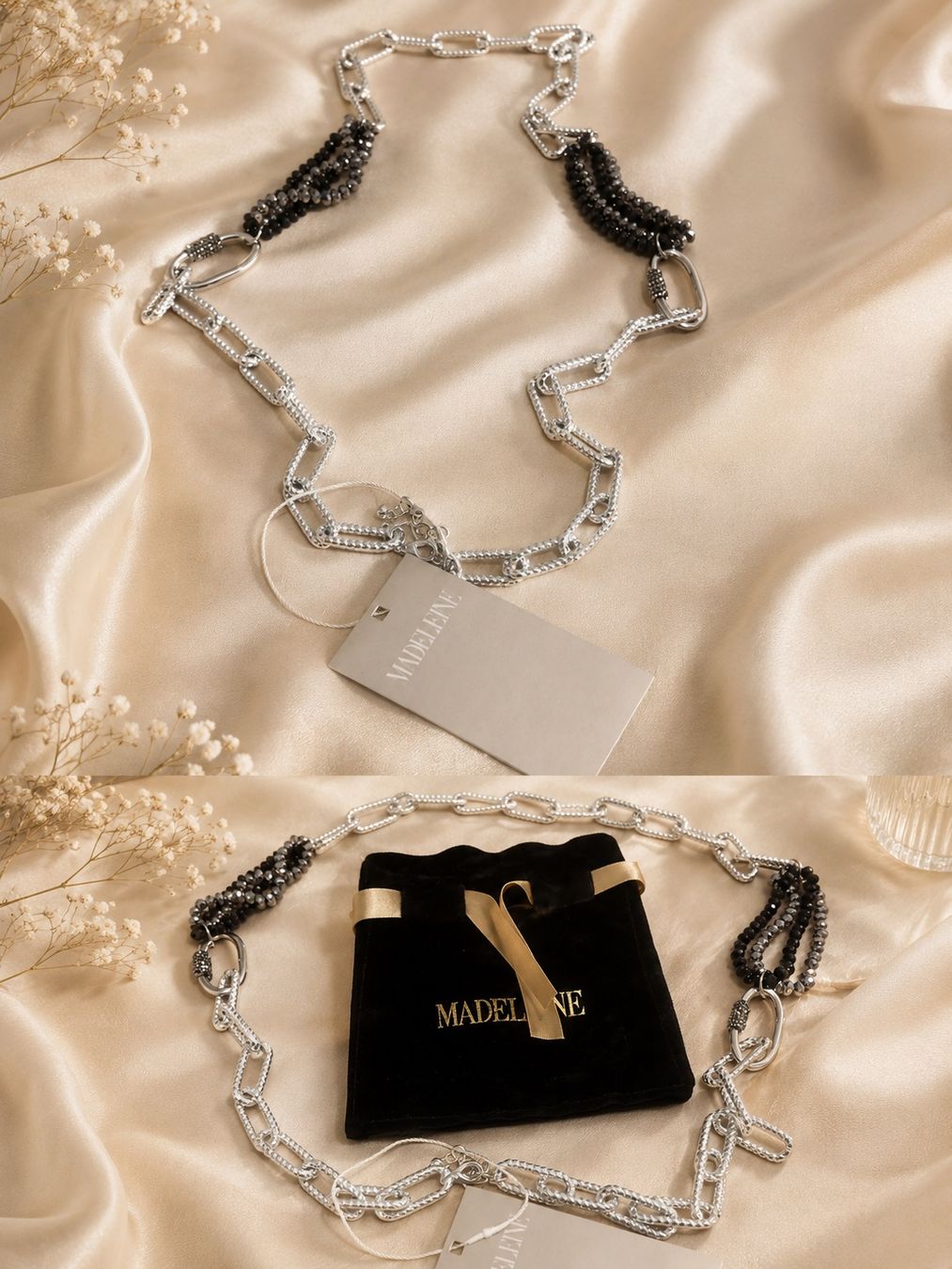 Catenine: Madeline Kette silberfarben mit schwarzen Perlen neu – Nuovo e nell'imballaggio originale da Mammern venduto da Just4ever2026