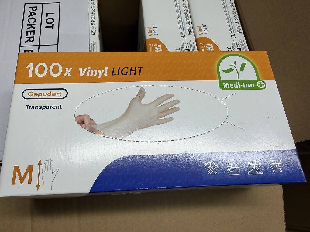 Gants & mitaines : 10 Pack neue Einmalhandschuhe Gr. M, gepudert – Neuf avec emballage d'origine à Necker par liq24 5