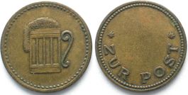 KRÖLPA  ZUR POST ca.1920 Biermarke 23mm Messing