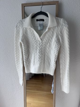 FB Sister Pullover mit Kragen weiss Gr S 