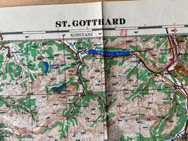 WW2 2.WK Fliegerkarte Gotthard Schweiz Royal Air Force USAAF