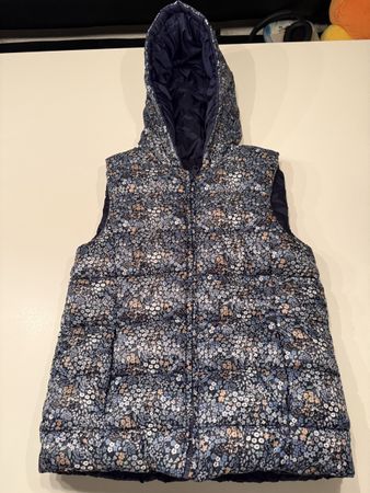 Reversible Gilet mit Kapuze Blumenmuster blau Grösse S