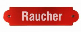 Emaille Schild rot-RAUCHER