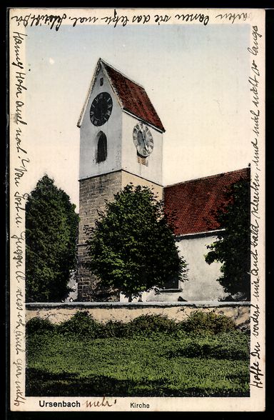 Ansichtskarten: AK Ursenbach, Ortspartie mit Kirche – Gebraucht aus Berlin von bartko-reher