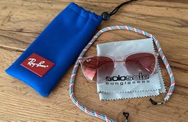Kinder RayBan Sonnenbrille Rosa mit goldene Bügeln