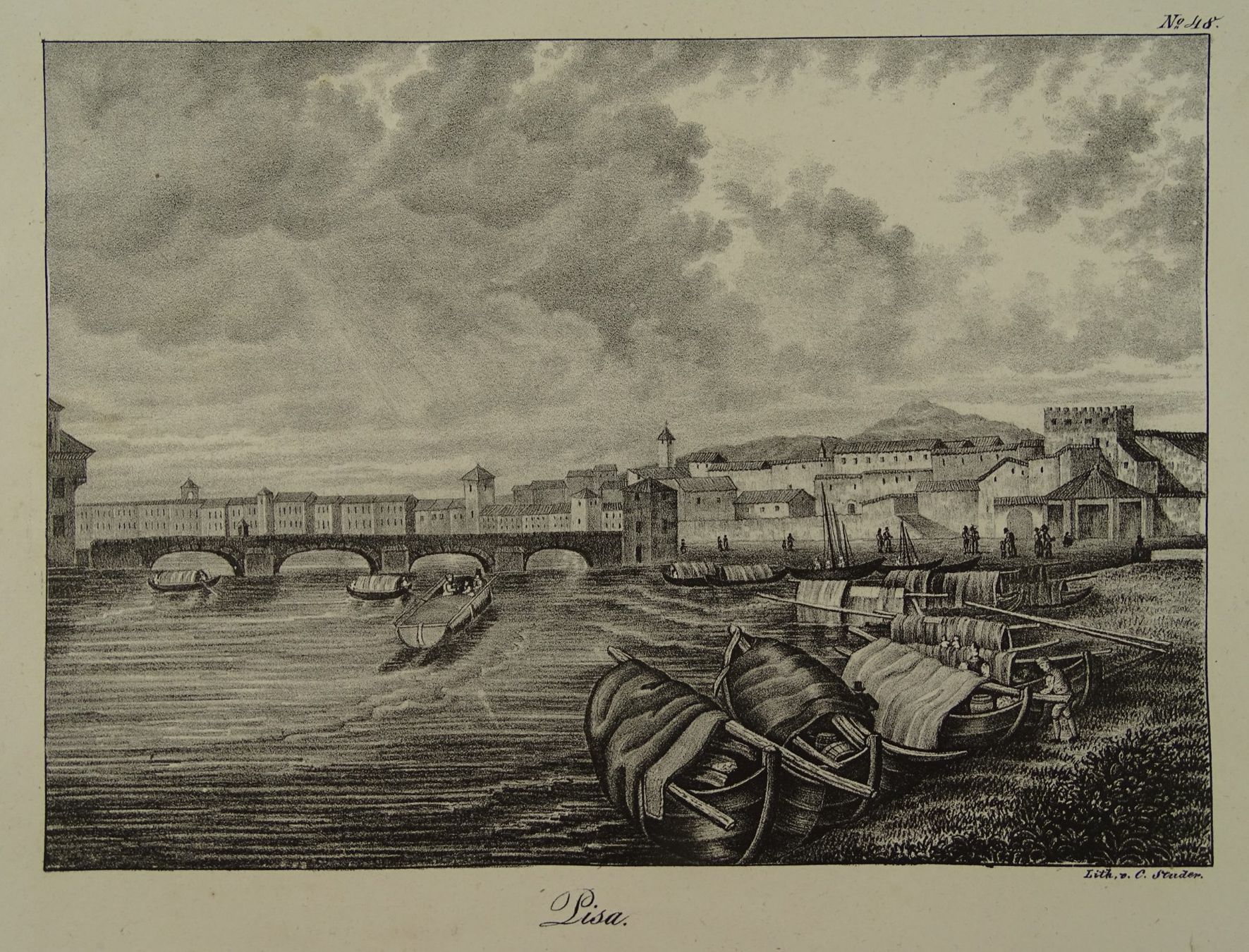 Incisioni: PISA, ITALIEN, LITHOGRAPHIE 1836 – Usato da Grüningen venduto da Kartensammler 1