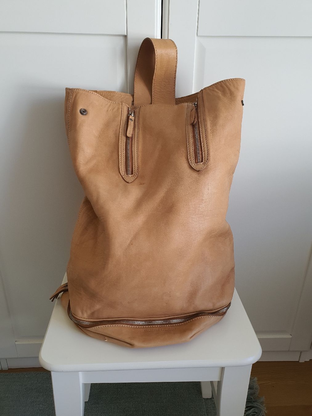 Brunello Cucinelli Rucksäcke: Brunello Cucinelli backpack light brown leather – Gebraucht aus Genève von gvokiii