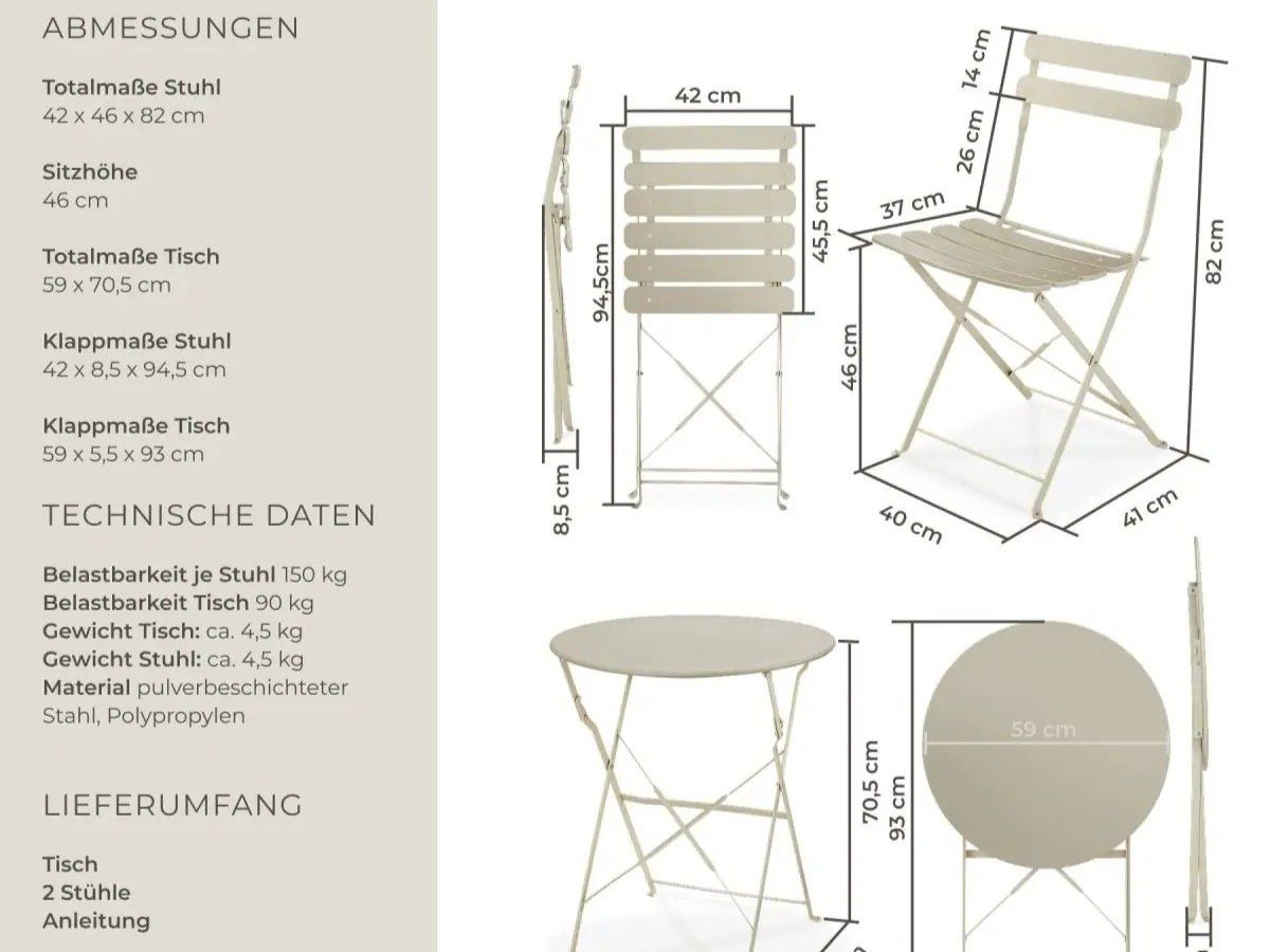 Tischset: Gartenmöbel Bistro Set Klapptisch mit 2 Stühlen VALENTIN – Neu und originalverpackt aus Lachen SZ von sw3zzy 5