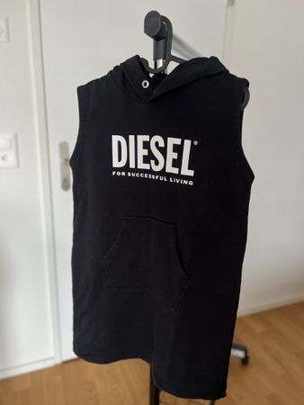 Diesel Hoodie Top ohne Aermel, Schwarz
