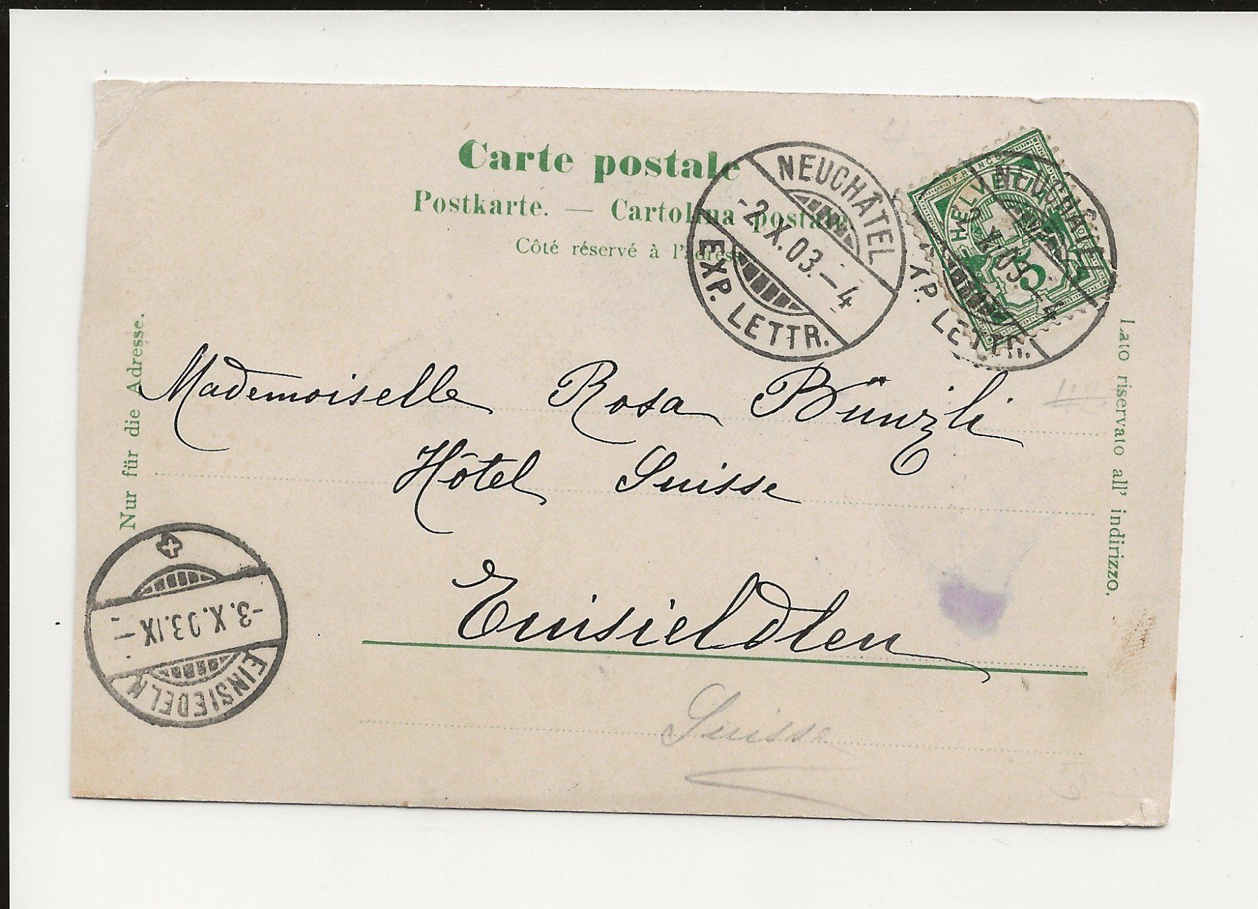 Cartoline postali: AK 1903 Neuchâtel, Rue du Château – Usato da Greifensee venduto da 315WDO 1