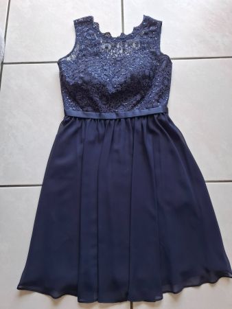 Damen Kleid dunkelblau Grösse 36 Pailletten Neuwertig