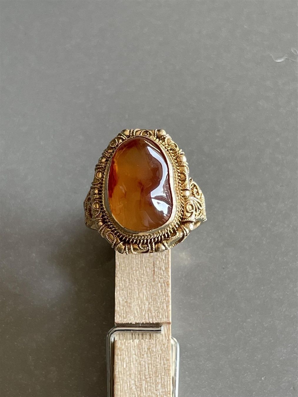 Ringe: verg. GOLD KARNEOL Ring CHINA edle Komposition wunderschön – Gebraucht aus Basel von gretchen03