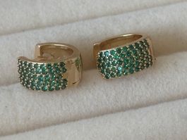 Luxus Elegante Mini Creolen Ohrstecker Farbe :Gold / Grün