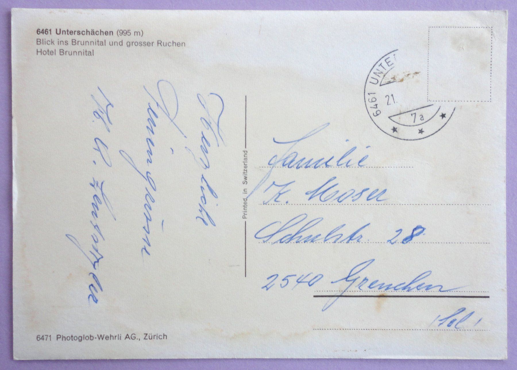 Cartoline postali: Unterschächen (995 m) – Difettoso da Fétigny venduto da Billy2miny 1