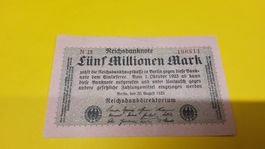 Reichsbanknote 5 Millionen Mark von 1923, Inflationszeit!