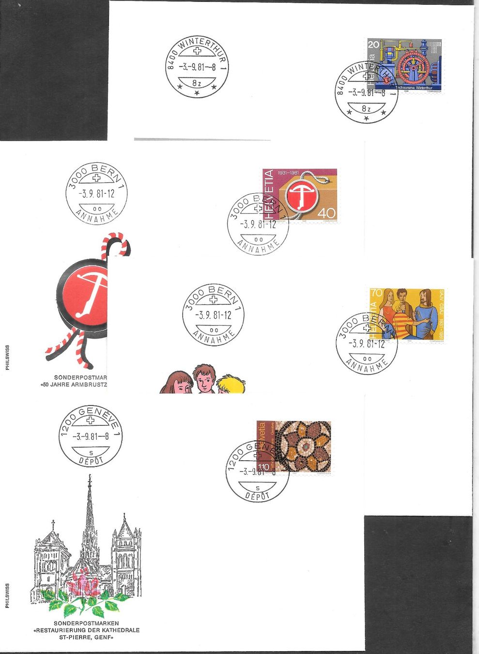 Alle Briefmarken: 4 FDC 656 - 659 Serie Einzelmarken Orts-ET 3.9.1981 – Neu (gemäss Beschreibung) aus Olten von clotaldi