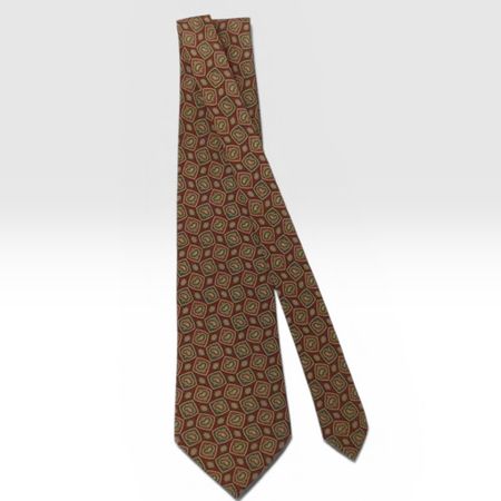Cravate Lanvin Paris 100% Pure Soie - Vintage Rouge/Vert