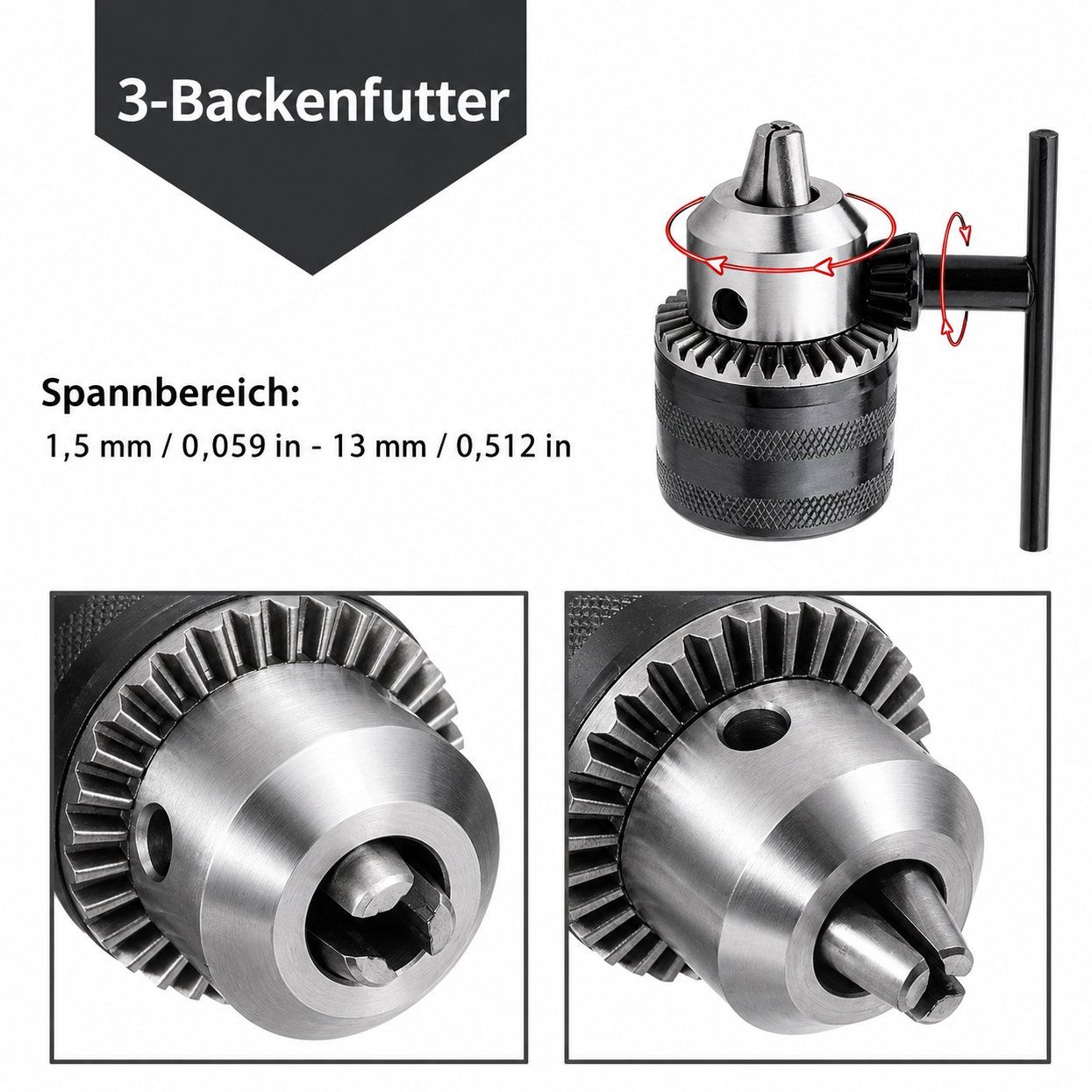 Trapani: 3-Backen-Bohrfutter 1/4" Hex für Impact & Akkuschrauber – Nuovo (secondo la descrizione) da Chiasso venduto da online.shop 2