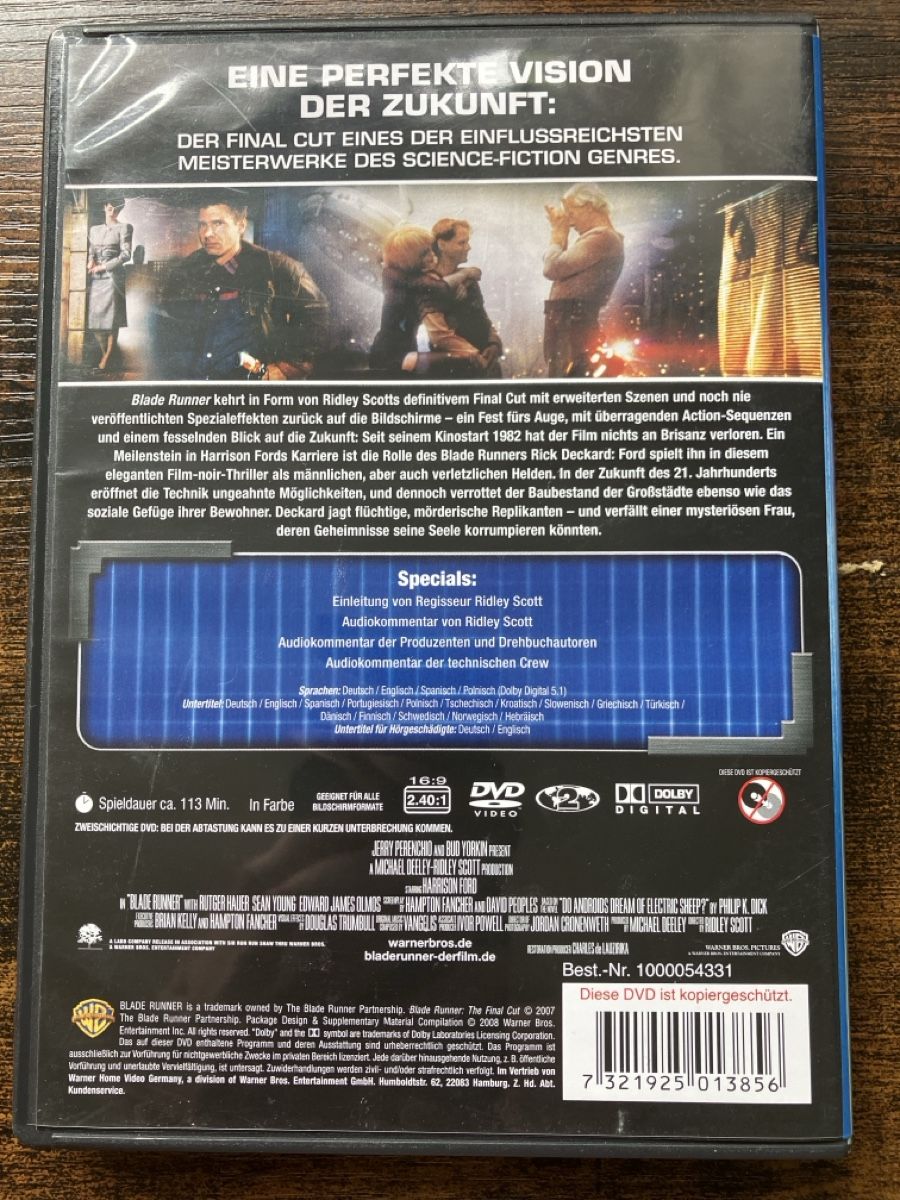 Tutti i DVDs: Blade Runner DVD – Usato da Glarus venduto da Jhuber78 1