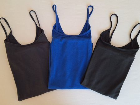 Sommer Tops, Trägershirts, 3 Stk. schwarz, marine, blau