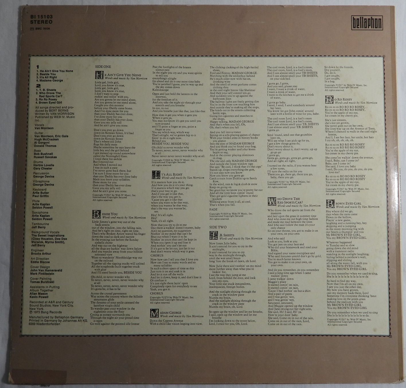 Vinyles: VAN MORRISON T.B.SHEETS LP 1973 – D'occasion à Dübendorf par mar_85sd 1