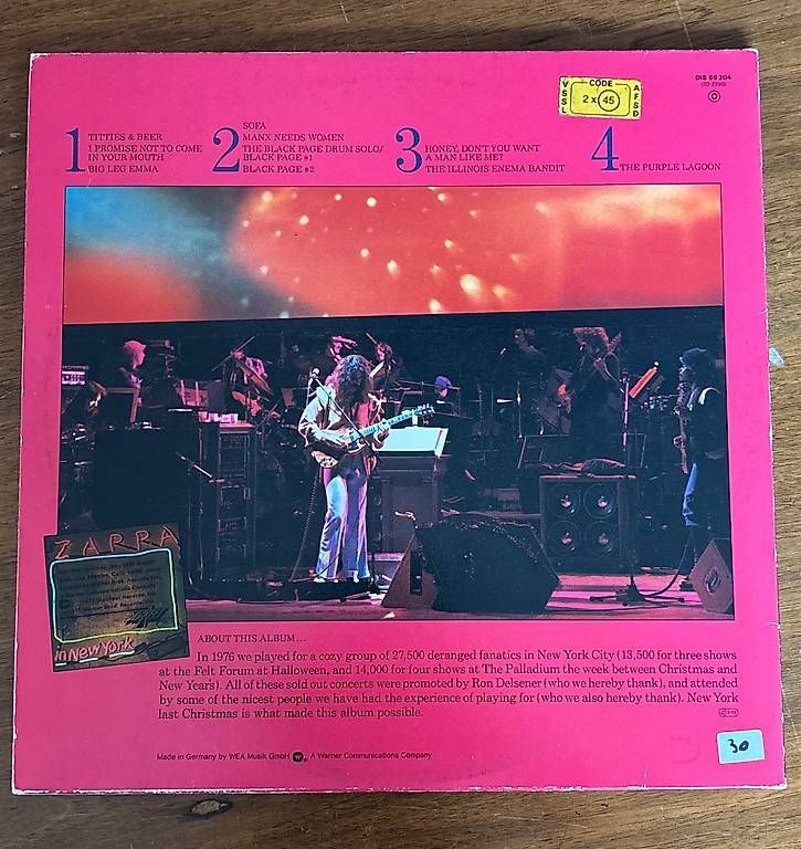 Schallplatten: LP Frank Zappa - In New York – Gebraucht aus Viganello von 597_k72f 1