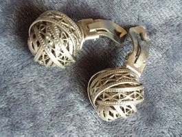 Vintage silbrige Kugeln Ohrclips