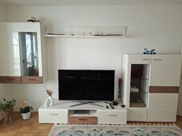Moderne Wohnwand, weiss/braun, Top Zustand, Muss Weg!