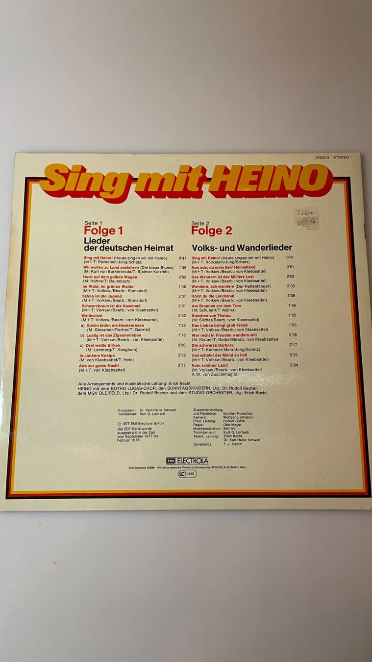 Dischi in vinile: Sing mit Heino - Folge 1+2 – Usato da Glattfelden venduto da flomiking 1