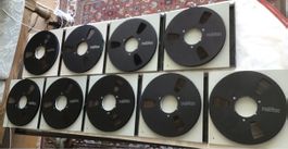 9x Revox Alu Tonband Spulen 26.5 cm - Schwarz & Anthrazit