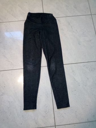 Leggings Mädchen gerippt dunkelgrau