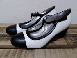 Schwarze & Weisse Retro Damen Schuhe Gr. 38