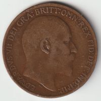 1909 One Penny Edward VII Britannia Antike Bronze Münze GB