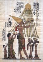 Ägyptische Malerei auf Papyrus – Ägyptische Göttin Gott Gold